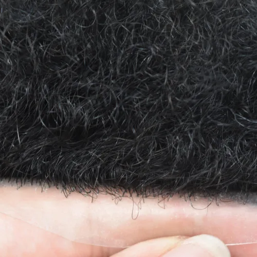 Miniatura 4 de LYRICAL HAIR Afro Curly Mens Toupee Afro American Hair System Replacement 10X8 All Injected Poly Skin PU Afro ondulado 10MM Curl Hairpiece #1B #1B