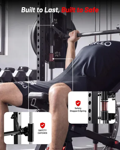Miniatura 2 de Mikolo M4 2.0 Standard/Ultra/Elite Smith Machine, estante para sentadillas de 2200 libras con sistema LAT-Pull Down y máquina cruzada de cables