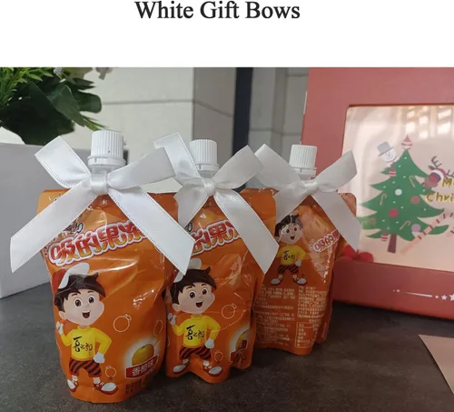 Miniatura 3 de Paquete de 50 lazos blancos para corbata, lazos preatados, lazos de satén de Navidad para bolsas de golosinas, lazos de embalaje para dulces