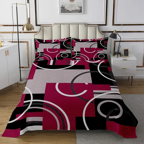 Miniatura 7 de Erosebridal Juego de edredón moderno con diseño de círculos, color gris, negro y blanco, tamaño King, juego de colcha cuadrada con diseño de Multi 08