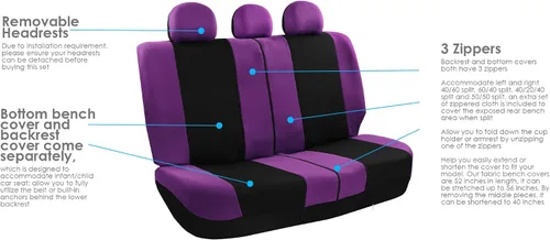 Miniatura 5 de FH Group Light & Breezy - Fundas de tela para asiento de auto, juego de tres filas para 7 asientos - Compatible con bolsa de aire y asiento dividido