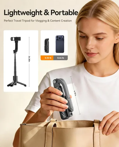 Miniatura 2 de ORICO Trípode portátil de aluminio para selfies, mini trípode de 26 pulgadas para iPhone, soporte extensible con control remoto inalámbrico