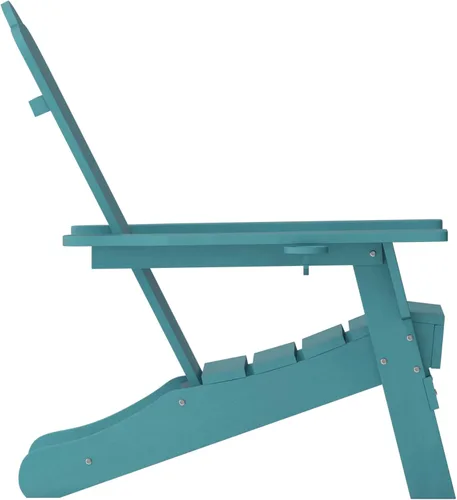 Miniatura 9 de Flash Furniture Newport Adirondack - Silla Adirondack con soporte para tazas, silla Adirondack de poliresina resistente a la intemperie, color azul