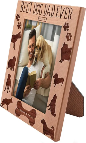 Miniatura 2 de Marco de fotos personalizado Best Dog Dad Ever, 5 x 7 pulgadas, marco grabado personalizado con nombre y año, regalos para el padre del perro