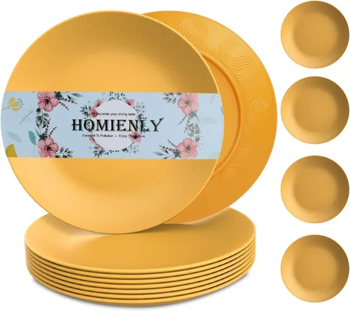 Miniatura 25 de Homiely Juego de 8 Platos para Cena - Paja de Trigo, Apto para Microondas y Lavavajillas, Irrompible, Platos para Niños