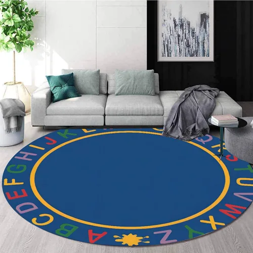 Miniatura 6 de Alfombra redonda para sala de juegos para niños, 3 pies, con letras coloridas del número ABC, alfombra de preescolar para guardería, aula, alfombra