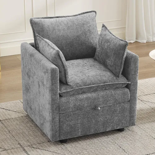 Miniatura 59 de Otomana cuadrada grande de 27 pulgadas con almacenamiento, reposapiés tapizado moderno con patas antideslizantes para sofá, mesa de café, sala