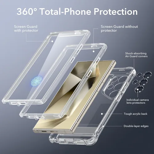 Miniatura 3 de ESR Funda para Samsung Galaxy S24 Ultra Serie Armor, Protección Completa del Cuerpo Cubierta Frontal con Protector de Pantalla y Marco Frontal Extra