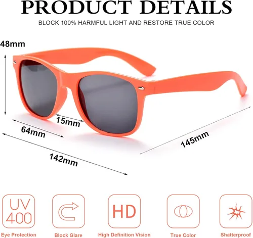 Miniatura 3 de 20 pares de lentes de sol a granel para adultos, retro de los años 70 y 90, gafas baratas para suministros de fiesta (negro)