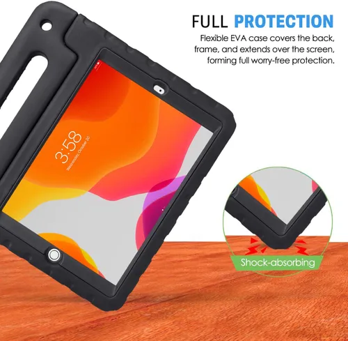 Miniatura 6 de HDE Funda para iPad de 9ª generación de 10.2 pulgadas para niños con protector de pantalla integrado a prueba de golpes con soporte de asa para Negro