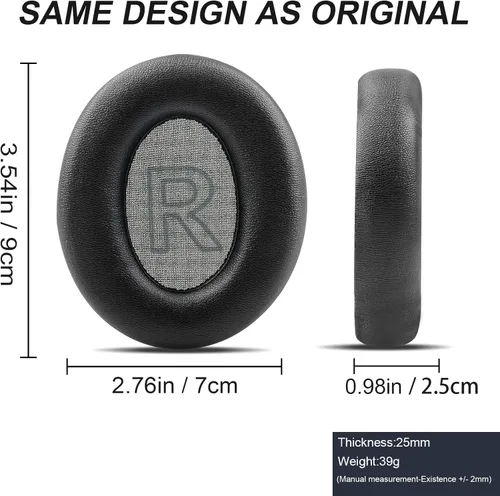Miniatura 4 de GVOEARS Almohadillas de repuesto para auriculares Anker Soundcore Life Q20, almohadillas con piel proteica más suave, espuma de aislamiento de Negro