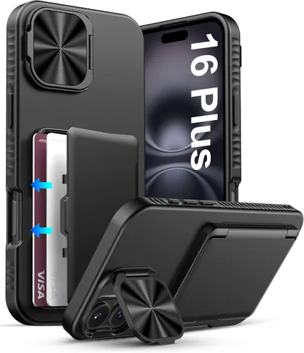 Miniatura 75 de ATATOO Funda para iPhone 17, tarjetero integrado (almacena 3-5 tarjetas) y funda para cámara deslizante y bloqueo RFID, protección de grado militar