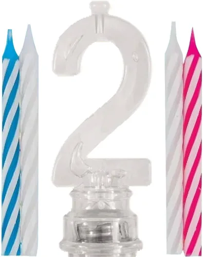 Miniatura 9 de Juego de velas y número iluminado multicolor para torta de cumpleaños, 5 unidades, 3, Multicolor