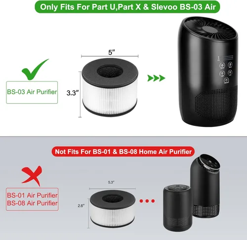 Miniatura 2 de Paquete de 3 filtros de repuesto BS-03 H13 True HEPA para filtros de aire HEPA PARTU BS-03 y Slevoo BS-03 HEPA, 3 en 1.