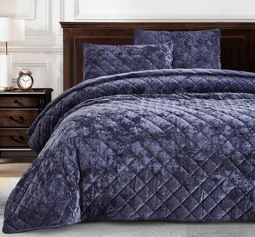Miniatura 20 de Chezmoi Collection Lux - Juego de edredón de terciopelo beige Queen, 3 piezas, ropa de cama de terciopelo envejecido de felpa para todas
