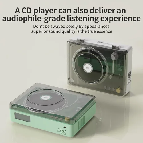 Miniatura 7 de Reproductor de CD portátil Boombox con Bluetooth, altavoces de 40mm, pantalla LCD, puerto USB, ranura para tarjeta SD Verde
