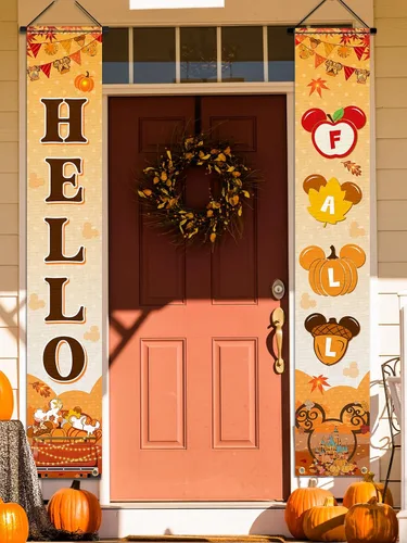 Miniatura 7 de Letrero Banner de Bienvenida de Conejito para Porche, 2 piezas Decoración de Puerta de Pascua Feliz, Tema de Ratón Letrero de Bienvenida para Puerta