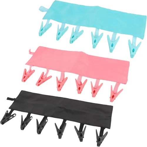 Miniatura 10 de TamBee Clips portátiles para colgar ropa de viaje, colgador de ropa de viaje, percha de secado de toallas, colgador de ropa plegable portátil
