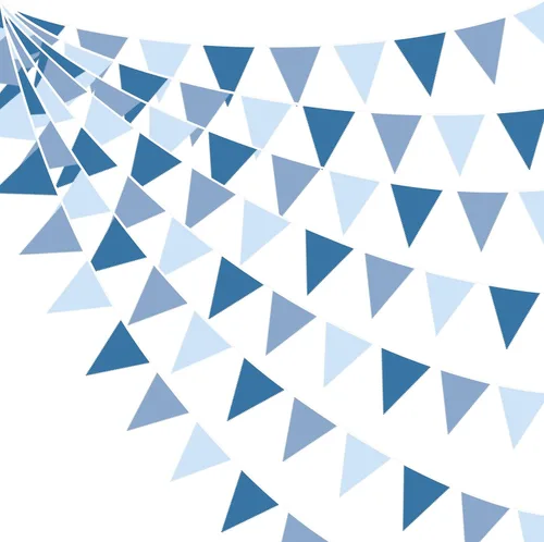 Miniatura 11 de Decoraciones náuticas costeras de 32 pies para fiestas de playa, lazo azul, estrellas de mar, conchas de mar, banderines de tela con banderines