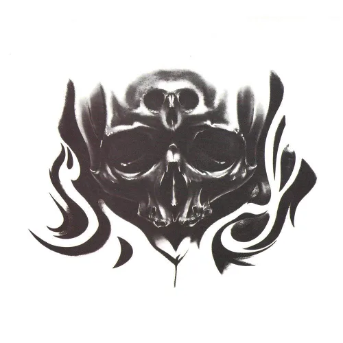 Tatuaje de moda impermeable pintado a mano negro gris negro cuello y fresco malvado cráneo tatuaje belleza maquillaje 8.3 * 5.9 in (10PCS)