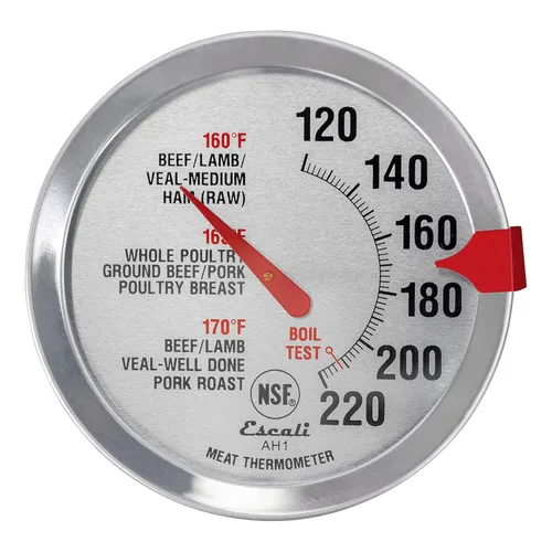 Miniatura 2 de Escali AH1 Termómetro de acero inoxidable para carne, apto para horno, esfera extra grande de 2.5 pulgadas, etiqueta con temperatura para carne