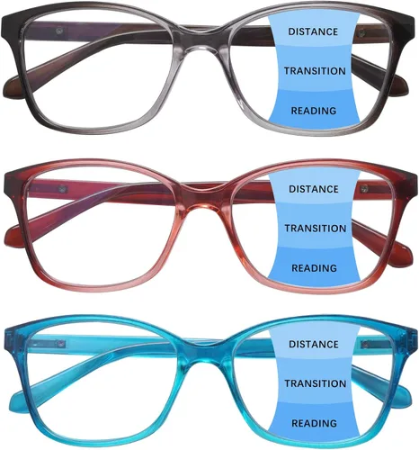 Miniatura 9 de 3 Pack Progressive Multifocus Reading Glasses Blue Light Blocking Multifocal Readers for Women Men with Spring Hinge