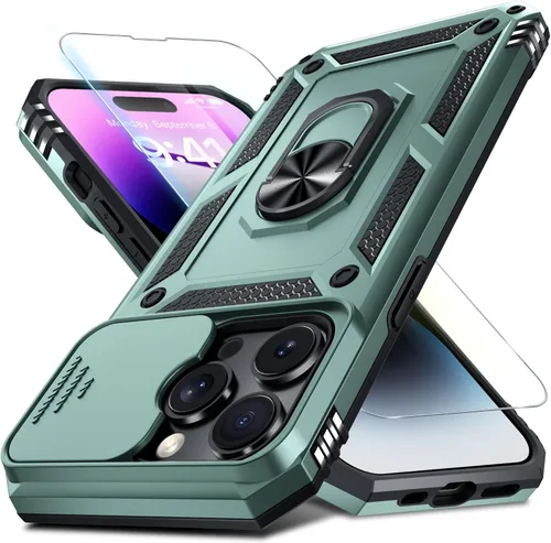 Miniatura 39 de Janmitta - Funda para iPhone 14 Pro con cubierta deslizante para lente de cámara incorporada + protector de pantalla, funda de cuerpo completo