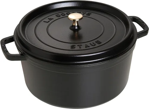 Staub olla de hierro cocotte redonda de 6-1/4 cuartos de galón, Negro mate