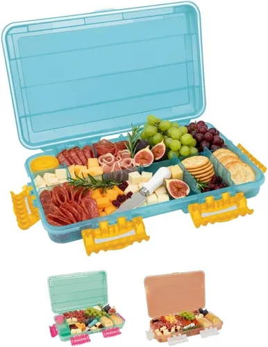 SubSafe Caja fuerte para charcutería, sin BPA, tabla de embutidos segura para alimentos con tapa y asa, organizador portátil de bandeja de