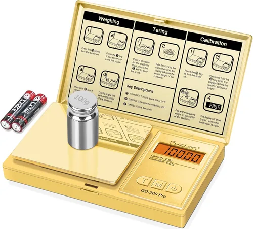 Miniatura 9 de Fuzion Báscula de gramo, báscula digital de bolsillo de 7.05 oz x 0.00 oz, chapado en titanio dorado, escala pequeña de alta precisión, 6