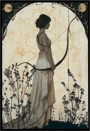 BIGAOYS Lienzo de mitología griega vintage de caza, diosa Artemisa, arte de pared, diosa femenina, arte de pared, caza, diosa, hogar, dormitorio,