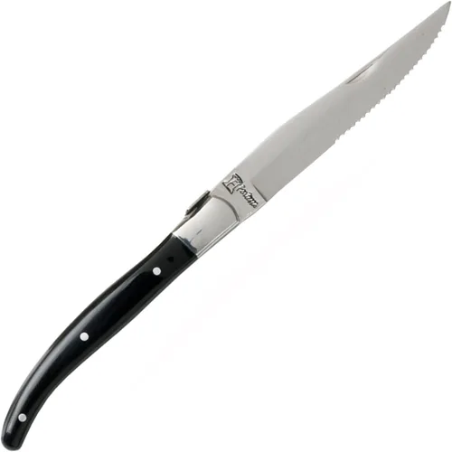 Fortessa Cuchillo de carne dentado provenzal, 9.25 pulgadas, mango negro, juego de 6