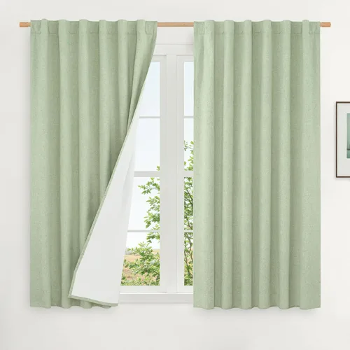 Miniatura 32 de LAMIT Cortinas de lino natural 100 % opacas para ventana, para dormitorio, 45 pulgadas, cortinas térmicas con textura de lino estilo granja