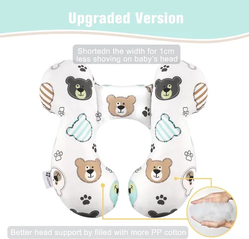 Miniatura 2 de vocheer Almohada de viaje para bebé (mejorada), almohada de apoyo para cabeza y cuello para cochecito, asiento de coche, cochecito, gorila, algodón