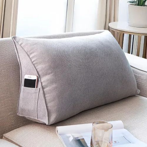 Miniatura 6 de Almohada de cuña para cabecero, almohadas de lectura gris claro para sentarse en la cama, cojín triangular suave para respaldo, almohada lumbar
