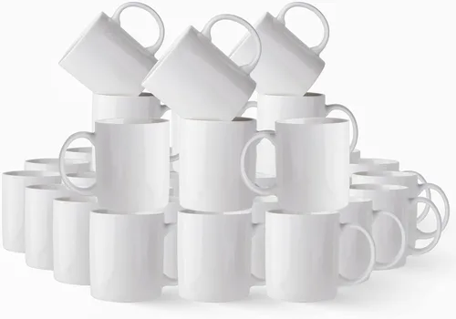 Miniatura 10 de AmorArc Juego de 12 tazas de café de color blanco hueso de 12 onzas, tazas de café de cerámica con mango grande para hombre, mujer, juego de tazas