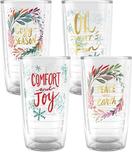Tervis EttaVee Sleigh Todo el Día Festivo Navideño Temporada Navideña Hecho en Estados Unidos Vaso de viaje aislado de doble pared que mantiene las