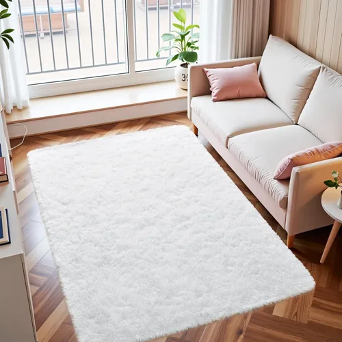 Miniatura 27 de Macgace - Alfombras pequeñas para dormitorio, 2 x 3, beige, antideslizante, alfombra de área, súper suave, de felpa esponjosa, alfombra moderna
