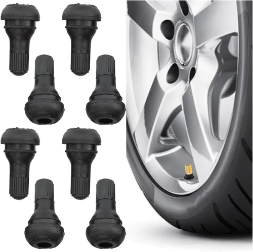 8 piezas TR412 - Vástagos de válvula de neumático sin cámara, vástagos de válvula cortos de goma negra, válvulas universales automotrices para