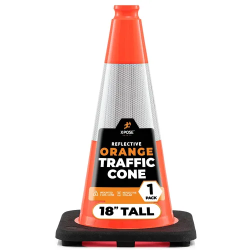 Miniatura 24 de Xpose Safety Conos de tráfico naranjas de 12 pulgadas con collar de 4 pulgadas, paquete de 4 conos de seguridad de plástico PVC multiusos