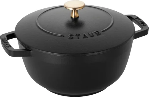 Miniatura 8 de STAUB Wa-NABE 40501-005 Olla de hierro fundido de dos asas, negra, M, 18 cm (7.1 pulgadas), apta para inducción, 2 piezas, para cocinar