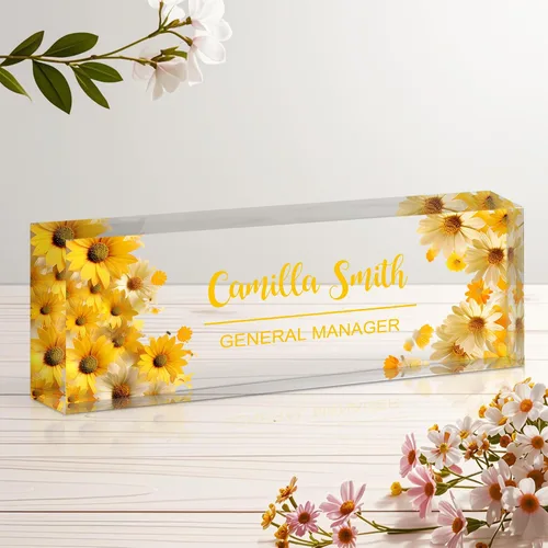 Miniatura 20 de Placa de nombre personalizada para escritorio, letrero de nombre de escritorio acrílico personalizado, regalos de agradecimiento de oficina