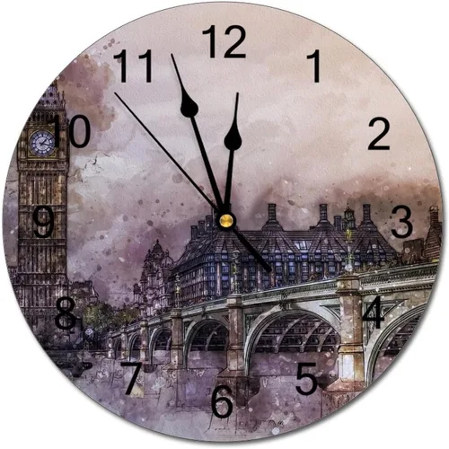 Miniatura 32 de Reloj de pared silencioso sin tictac de PVC, montañas del Tirol del Sur, Italia, senderismo, C, funciona con pilas, 10 pulgadas (9.8 in), reloj