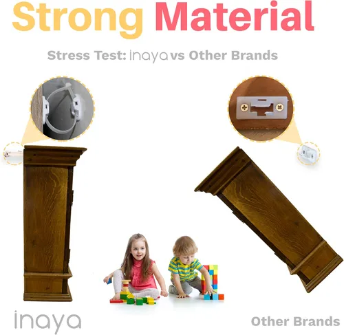 Miniatura 4 de Inaya Paquete de 12 anclajes para muebles a prueba de bebés, anclajes de estantería a la pared, anclaje de seguridad de pared de aparador, correas