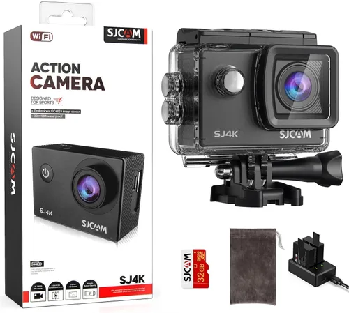 SJCAM SJ4000 Pro-Grade 4K Cámara de Acción, Cámara Deportiva de Motocicleta Estabilización EIS de 3 Ejes 40MP, Cámara Impermeabilizada Subacuática