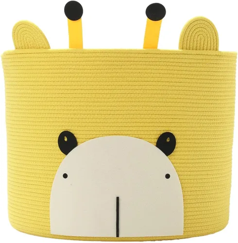 Miniatura 11 de Cesta de oso, cuerda de algodón grande, gran almacenamiento, cesta de lavandería tejida, papelera de almacenamiento de tela, para ropa en el Blanco
