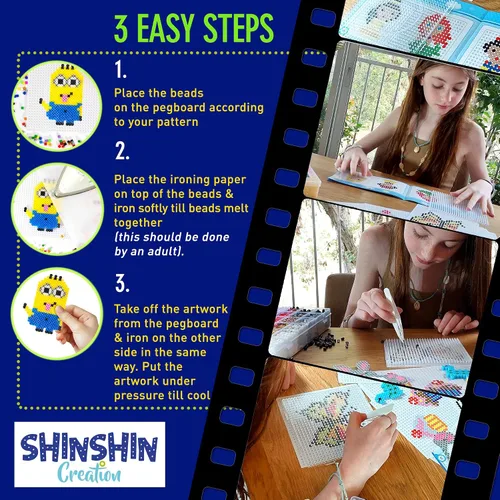 Miniatura 4 de Kit XL de cuentas de fusible, cuentas de fusión para manualidades infantiles Kit de planchado para niños - Cuentas de fusible, compatibles