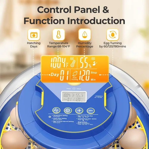 Miniatura 4 de 18 incubadoras de huevos para incubar huevos, vista de 360° con volteo automático de huevos y control de humedad, ovoscopio integrado para incubar