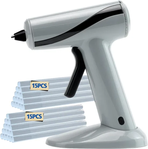 Miniatura 8 de Krightlink Kit de pistola de pegamento caliente con 30 barras de pegamento, precalentamiento rápido, boquilla de precisión de 20 W de alta