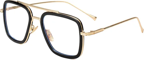 Onrtry Tony Stark - Lentes de bloqueo de luz azul para hombres y mujeres, montura de metal retro, lentes de Iron Man Spider-Man